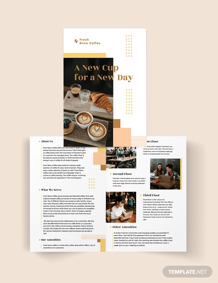 coffee shop bi fold brochure template