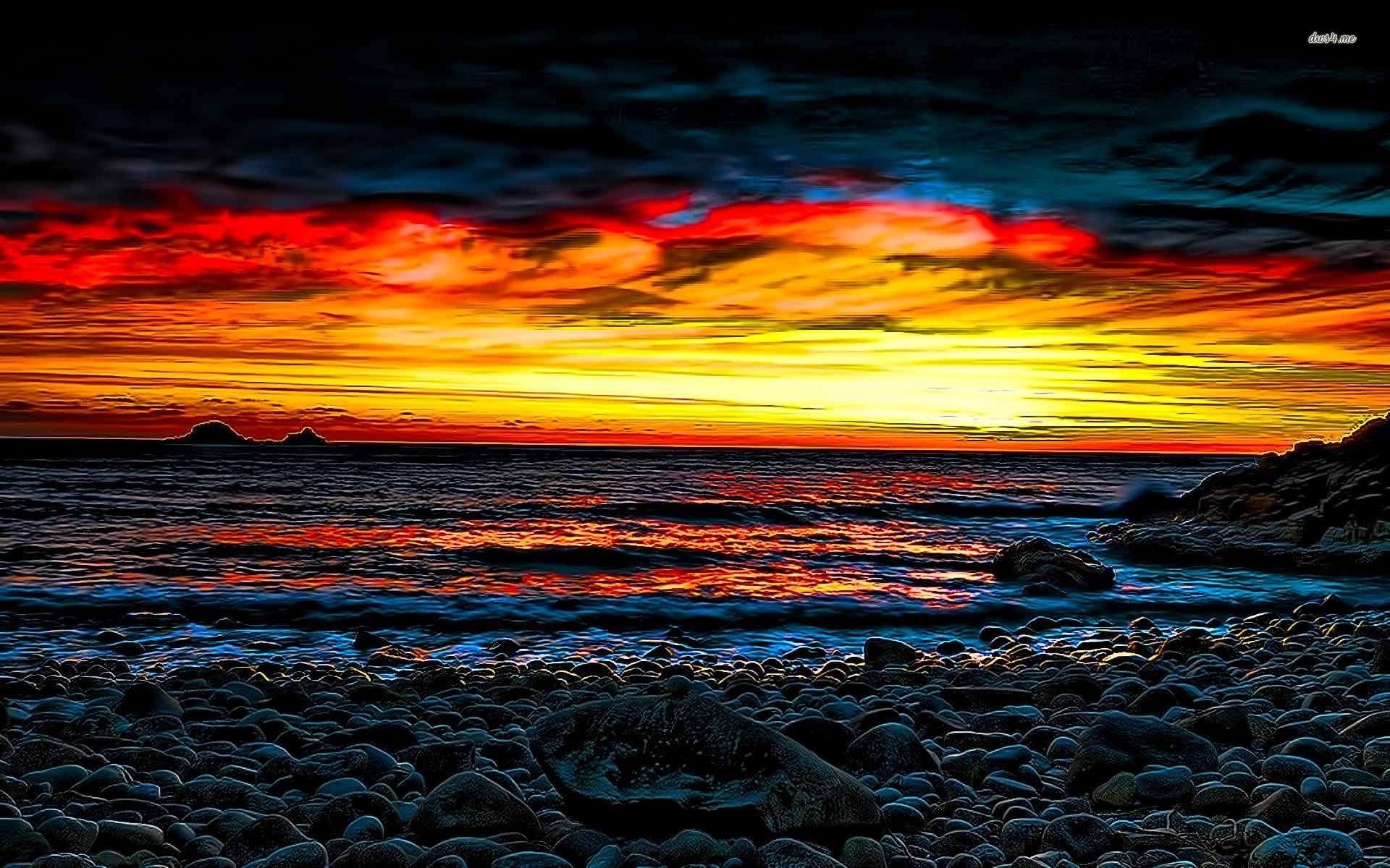 Colorful Beach Sunrise Widescreen Wallpaper