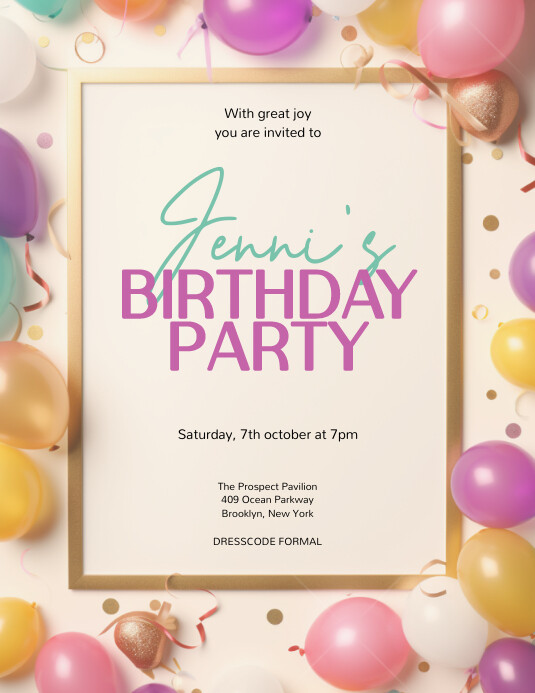 Colorful Free Birthday Party Invitation