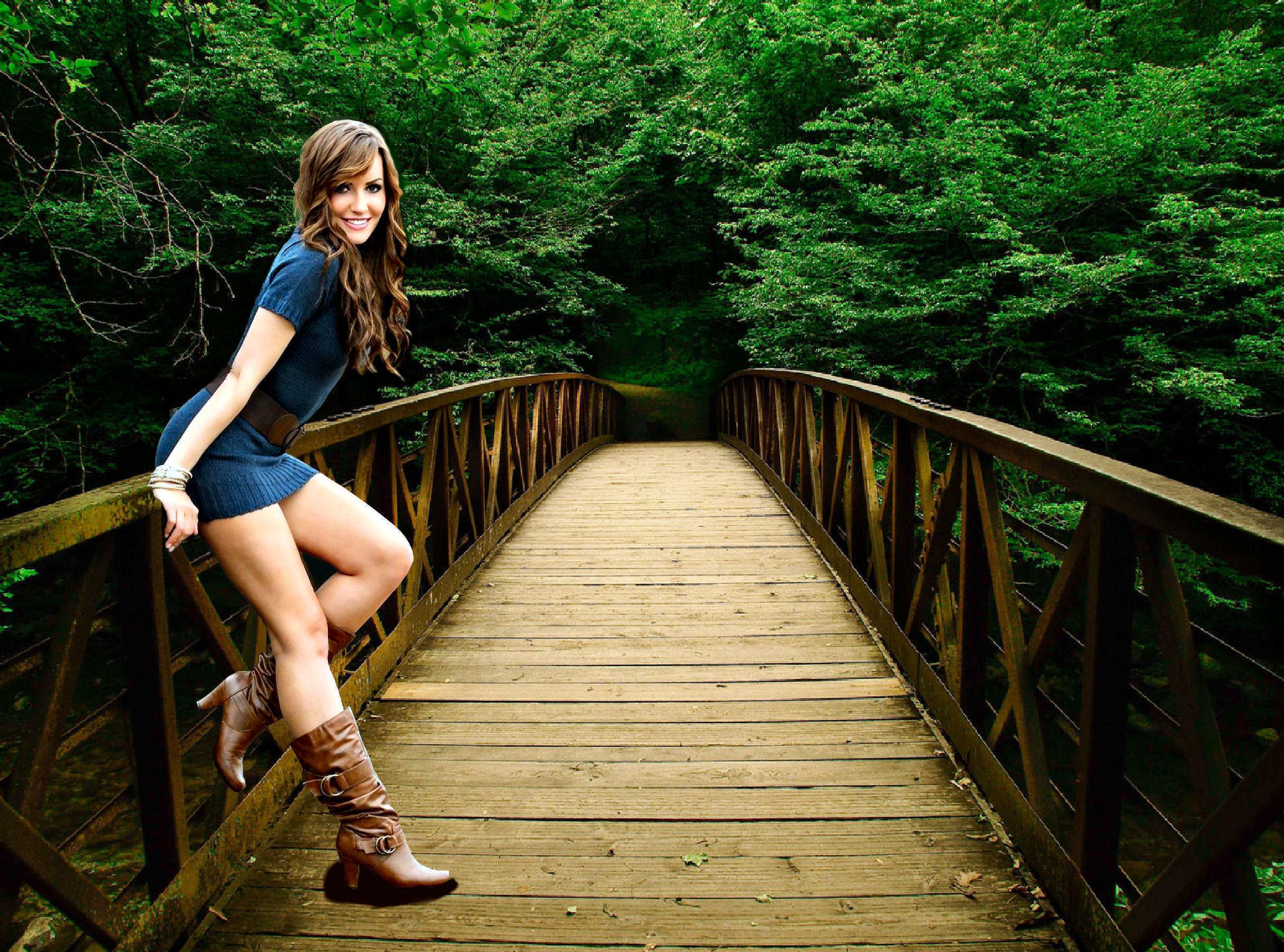 Cowgirl on a Bridge Wallpaper