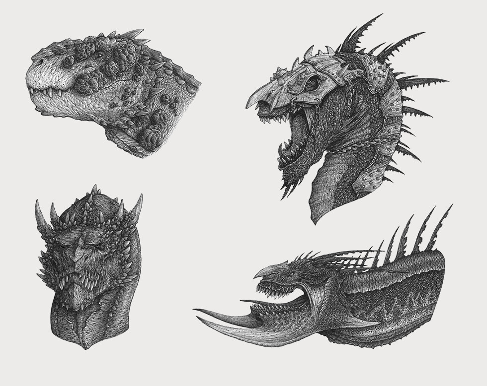 how to draw a realistic dragon head step by step