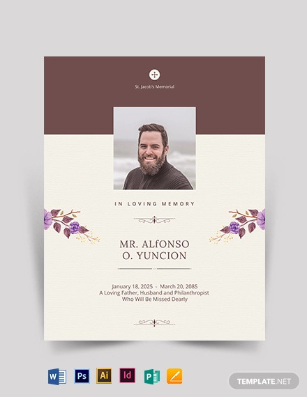 double sided memory funeral flyer template