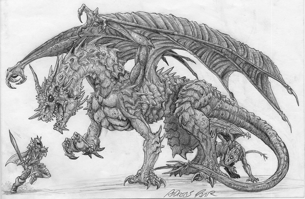 Dragon & Warrior Drawing
