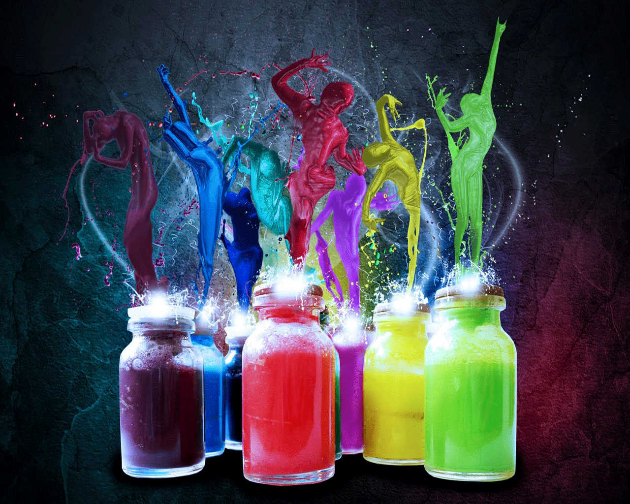 Elegant Colorful Bottles Wallpaper