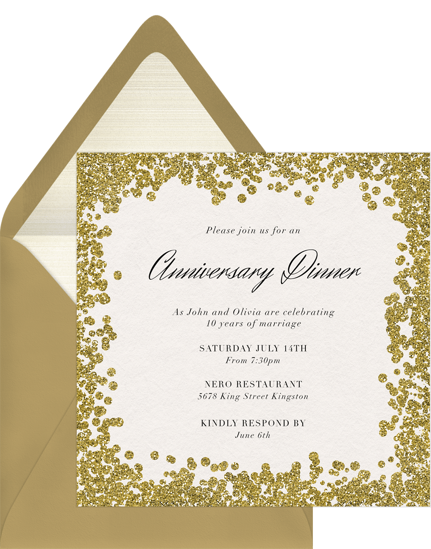 Elegant Golden Wedding Anniversary Invitation