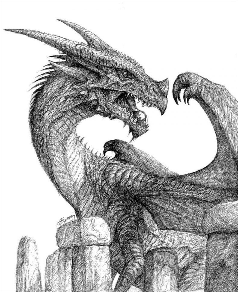 Fearsome Dragon Drawing