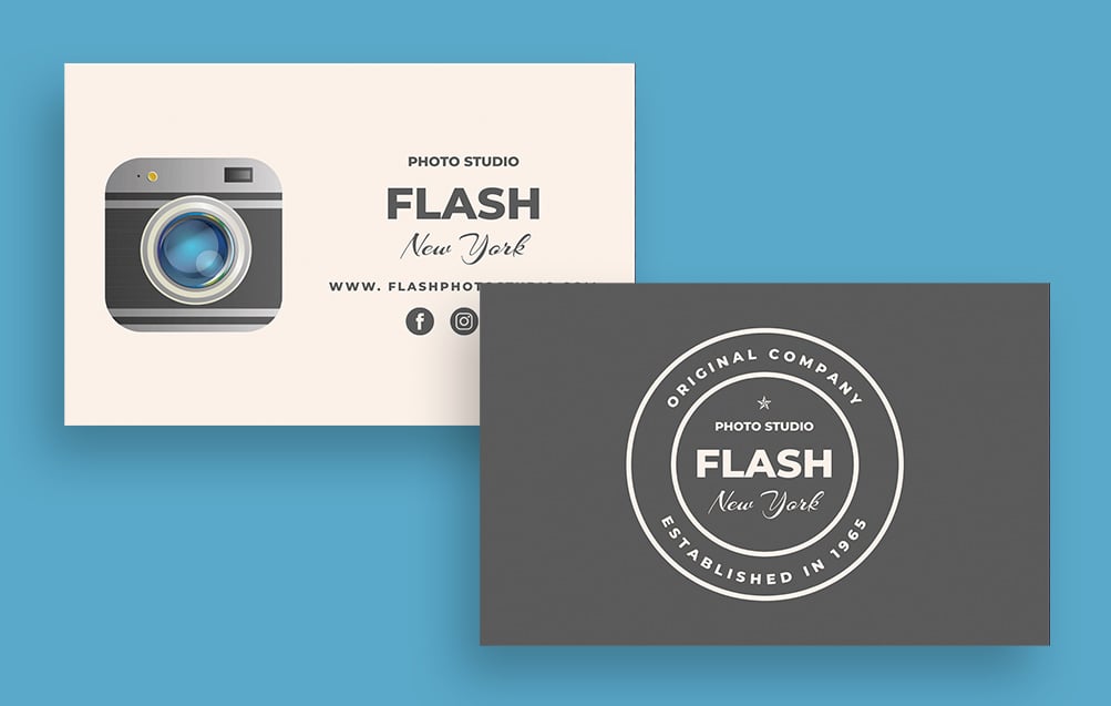 Flat Simple Flash Photography Business Card Template