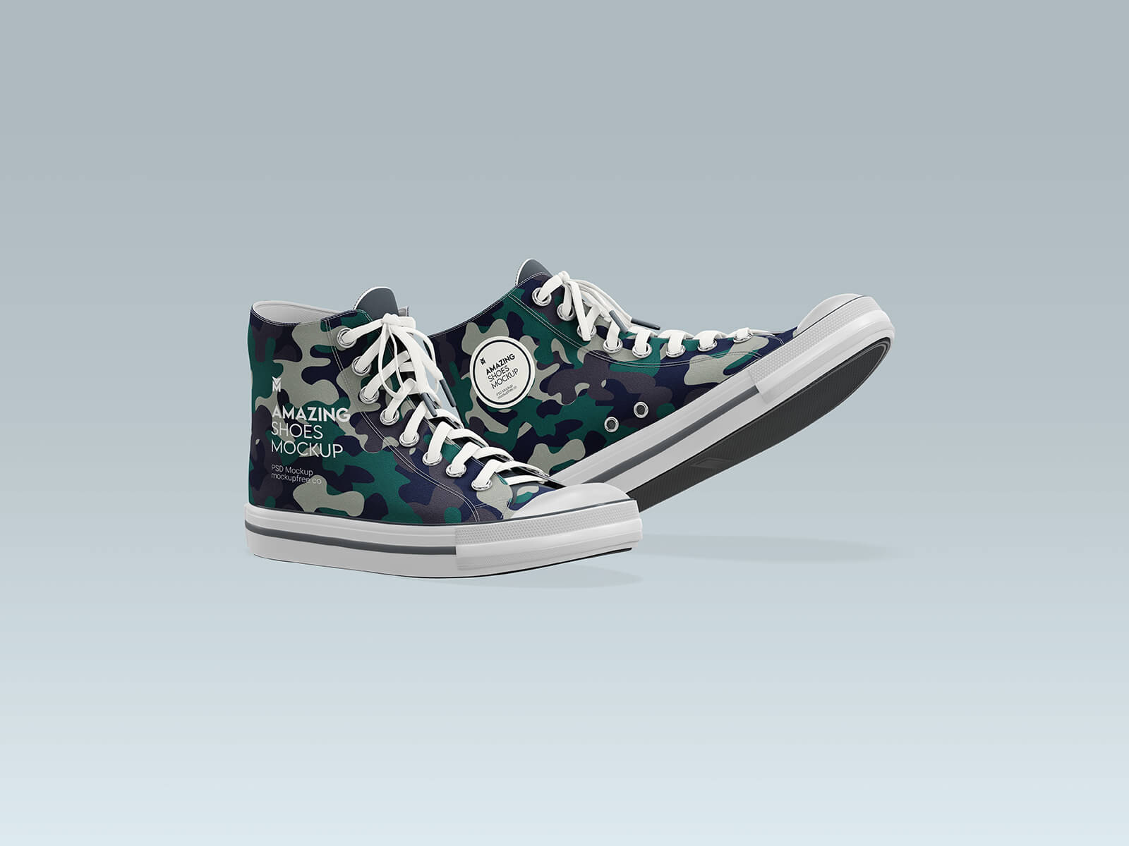 Free High-Top Sneakers Mockup PSD Set