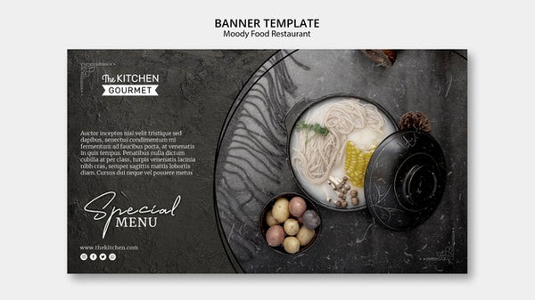 Free Moody Food Restaurant Banner Template