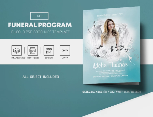 Funeral ProgramFree Bi Fold Brochure PSD Template