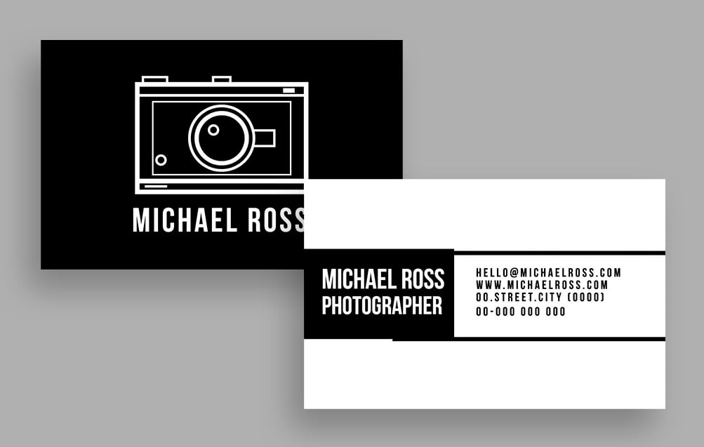 Geometric Black and White Photographer Business Card Template