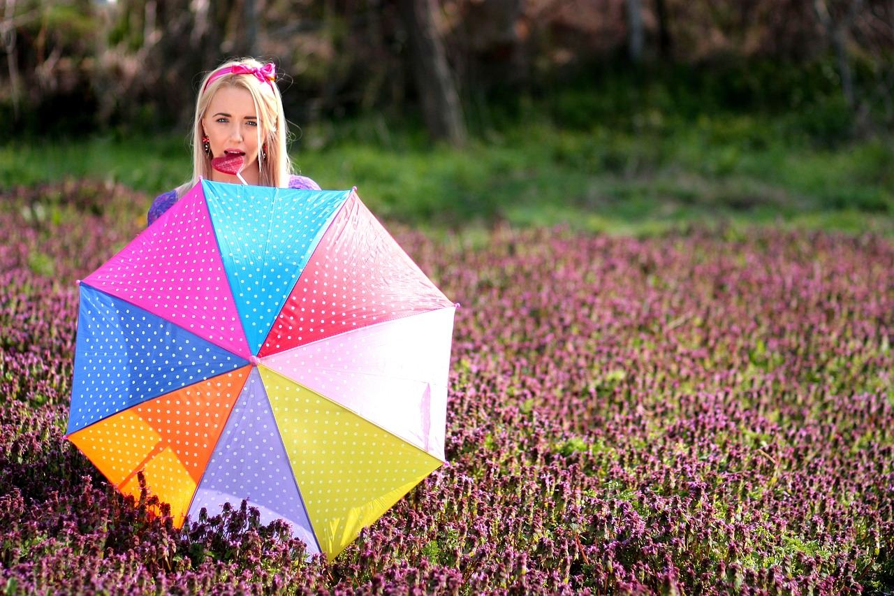 Girl with Umbrella Photography Wallpaper