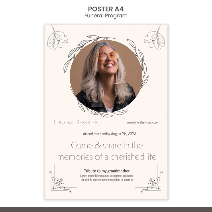 Hand Drawn Funeral Program Poster Template