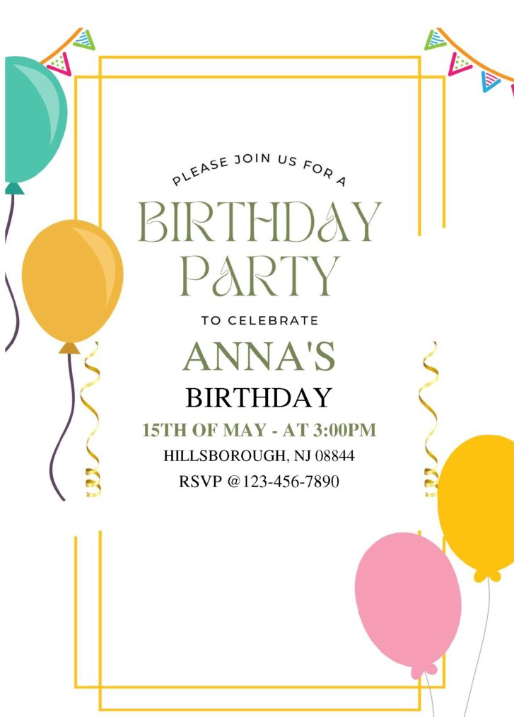 Lovely Kids Birthday Party Invitation