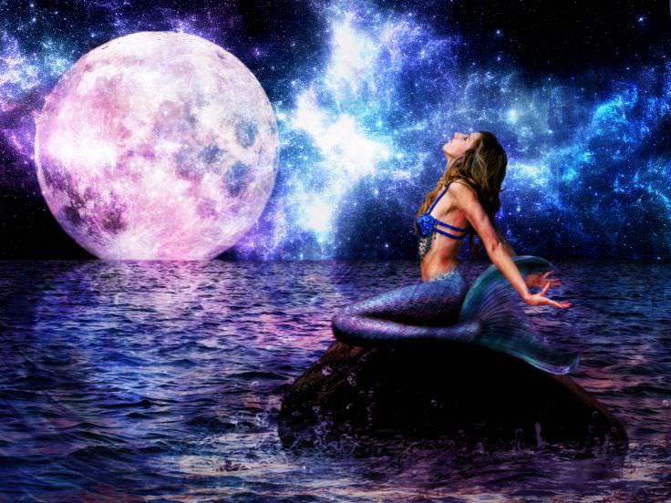 Mermaid Moon Night Wallpaper