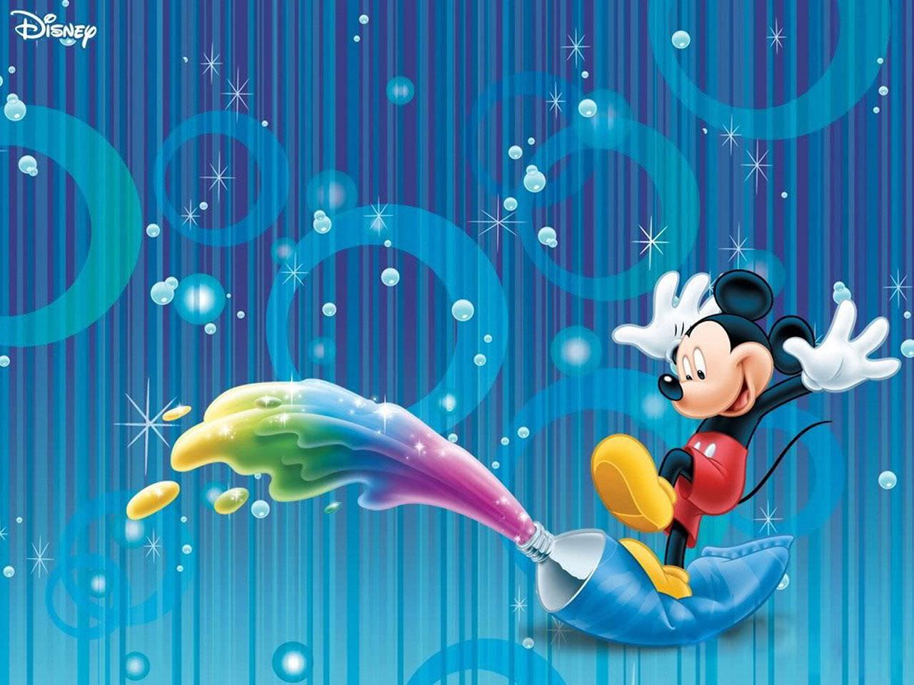 Mickey Mouse on Paint Tube Wallpaper