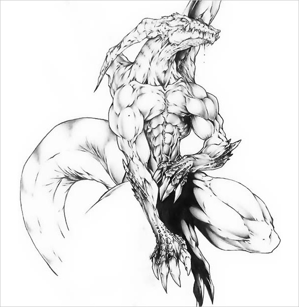 Muscular Dragon Drawing