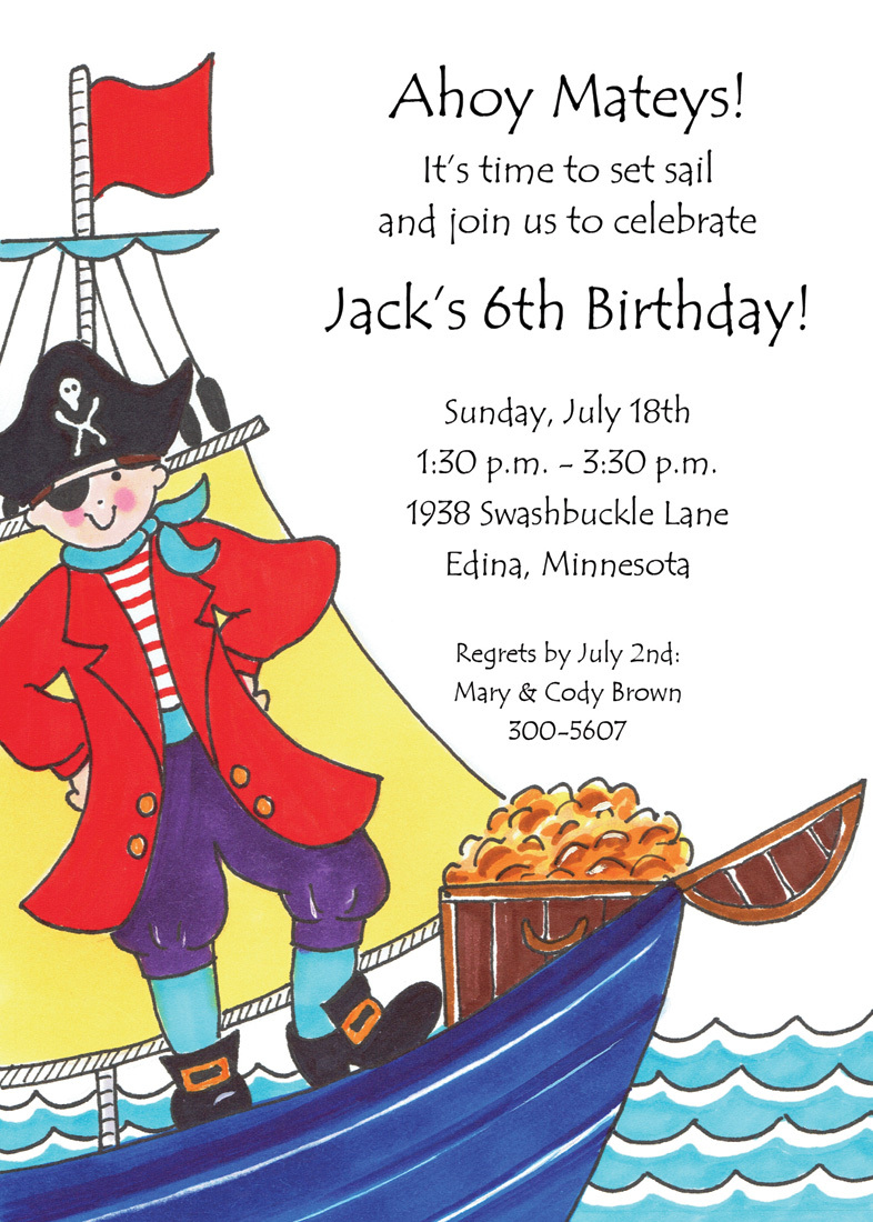 Pirate Captain Kid Birthday Invitations