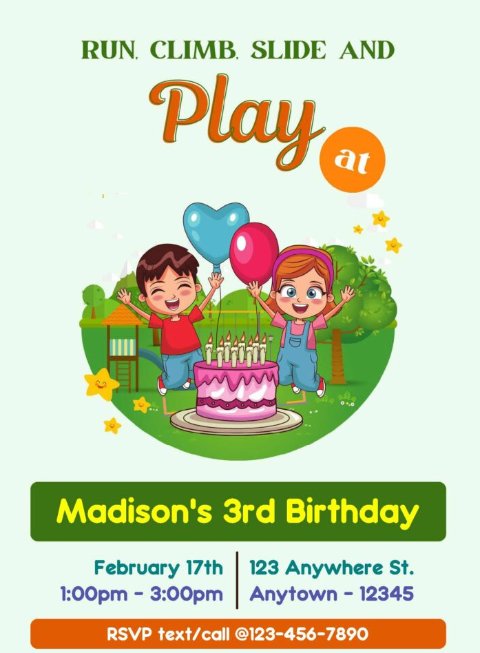 Playground Kids Birthday Party Invitation