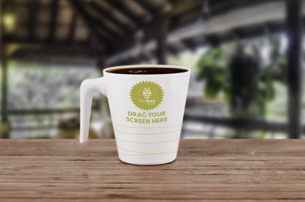 Realistic Coffee Mug Mockup with Green Strips