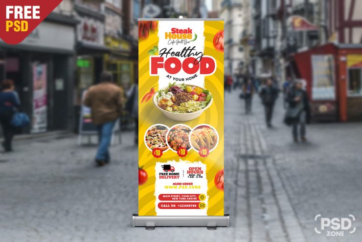 Restaurant Outdoor Roll up Banner Design PSD