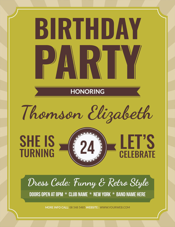 retro birthday flyer template