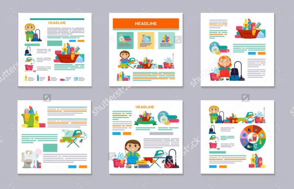 Set of Cleaning Service Flyer Template