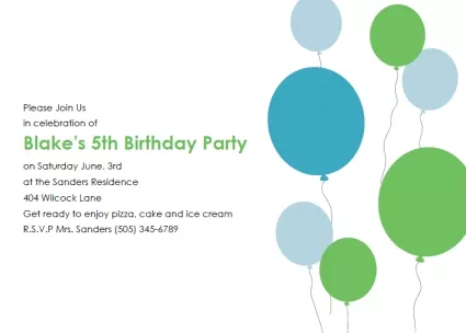 Simplest Kids Birthday Party Invitation Card