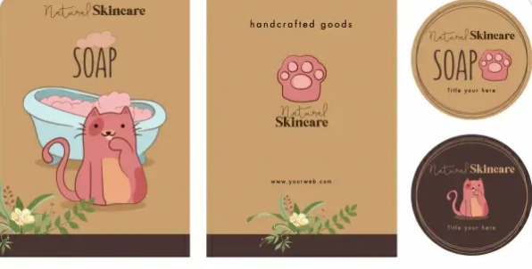 Soap Packaging Decor Elements Cute Cat Decor