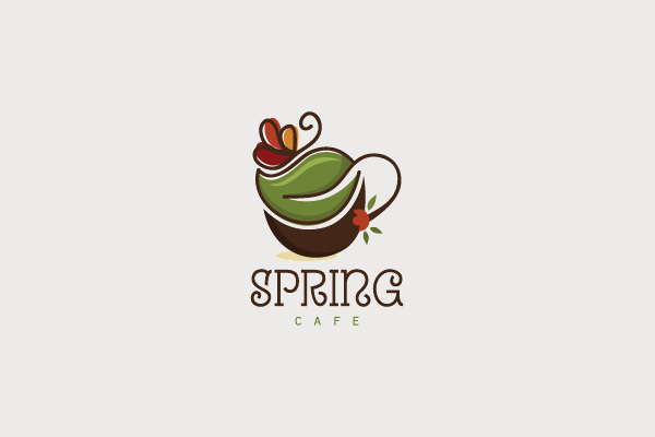 Spring Cafe Coffee Logo Desing