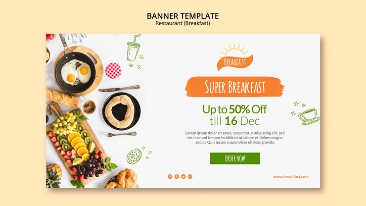 Super Breakfast Restaurant Banner Design