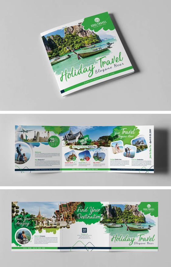 Travel Square Trifold Brochure Template PSD