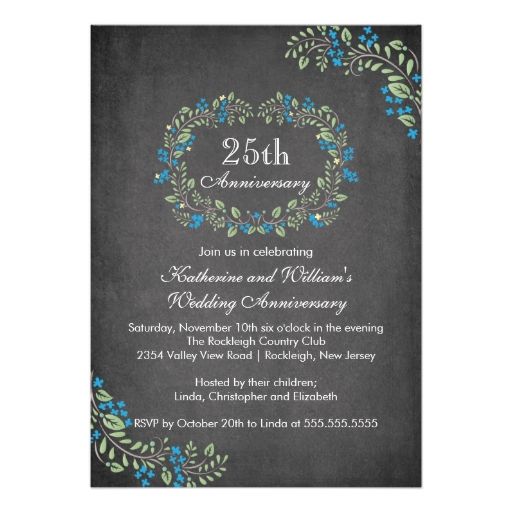 Vintage Chalkboard Anniversary Invitation Card