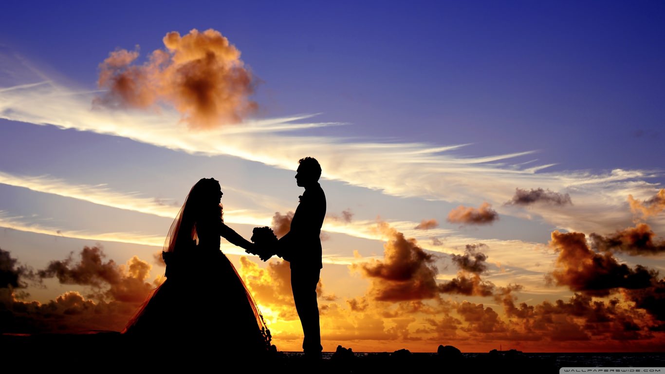 Wedding in Tropical Sunrise Wallpaper