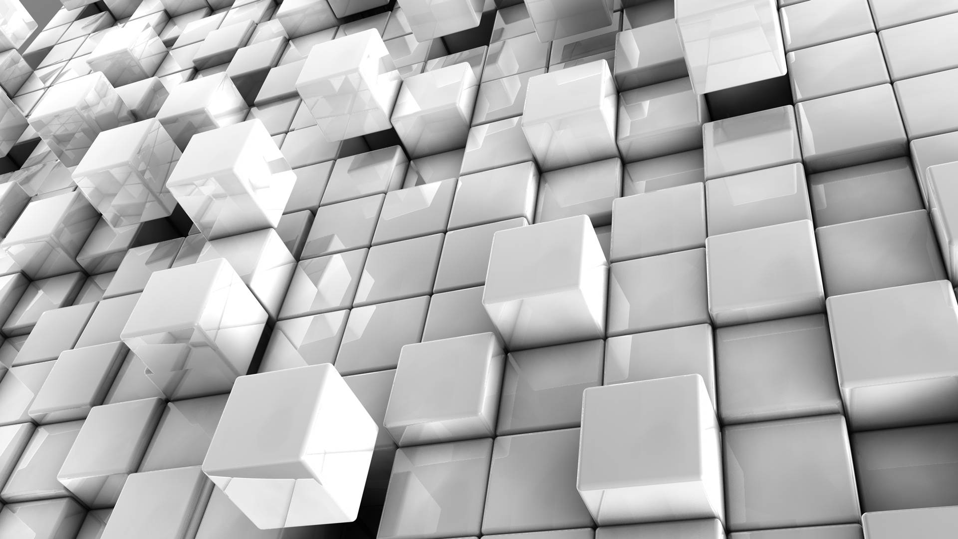 White Abstract Cubes Wallpaper