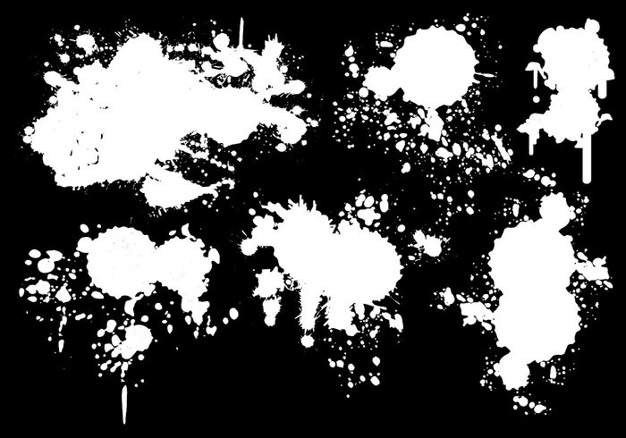 White Paint Splatter On Black Background