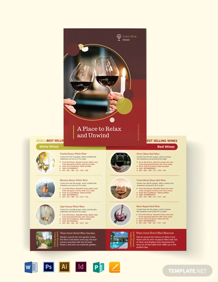 wine country hotel bi fold brochure template