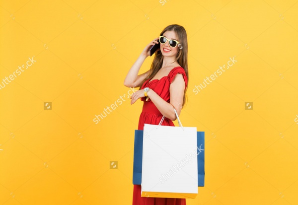 beautiful woman with shopping bags