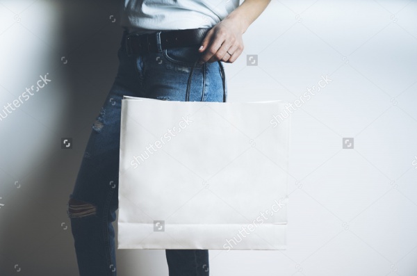 white shopping bag with handles