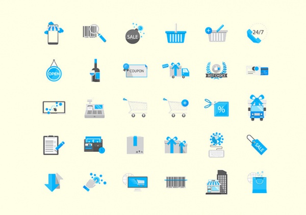 30 Shopping & Commerce Trendy Icons