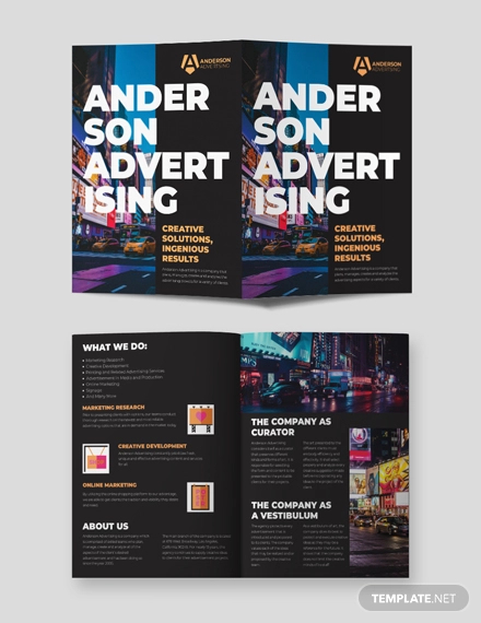advertising agency bi fold brochure template