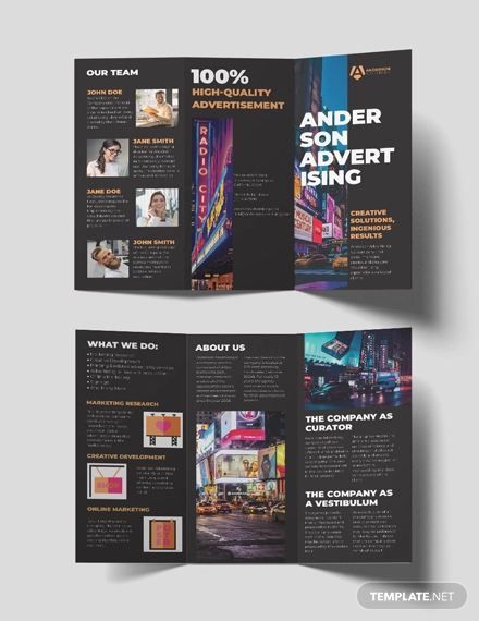 advertising agency tri fold brochure template