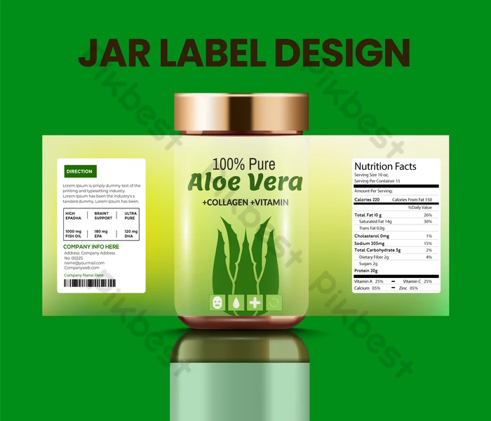 Aloe Vera Cosmetics Vector Realistic Jar Label Design