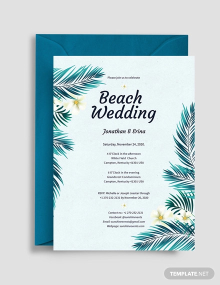 beach wedding invitation template