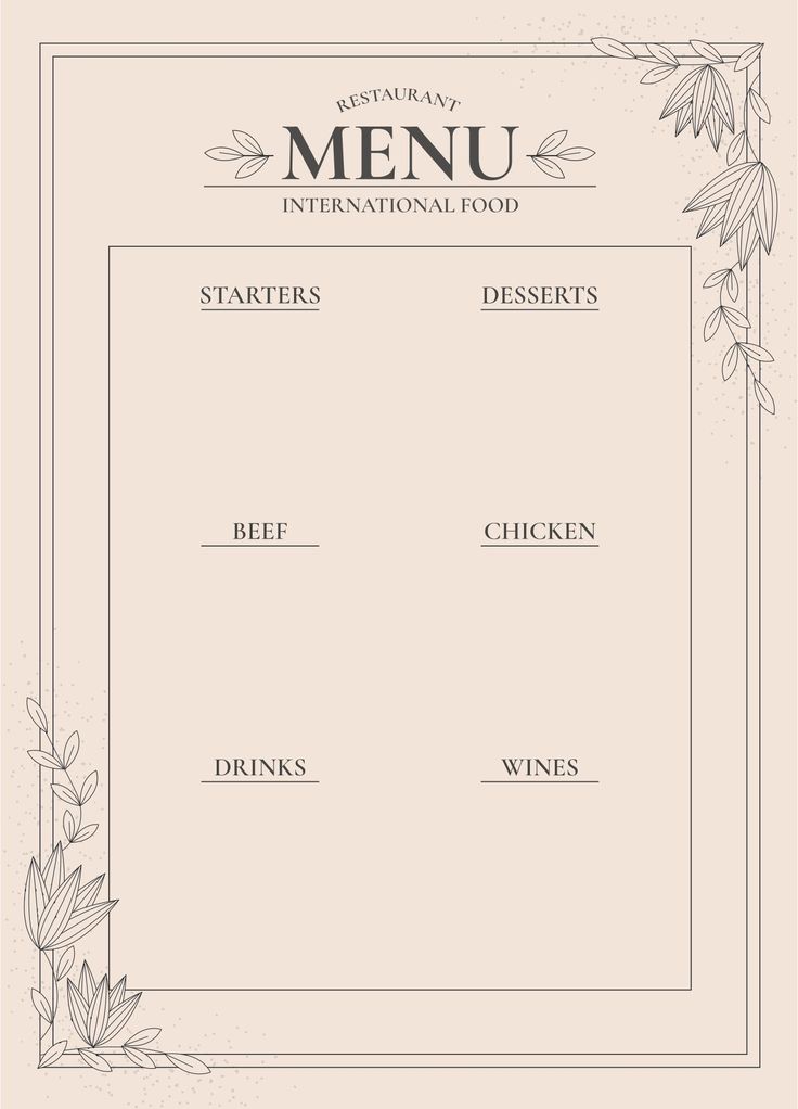 Blank Restaurant Menu