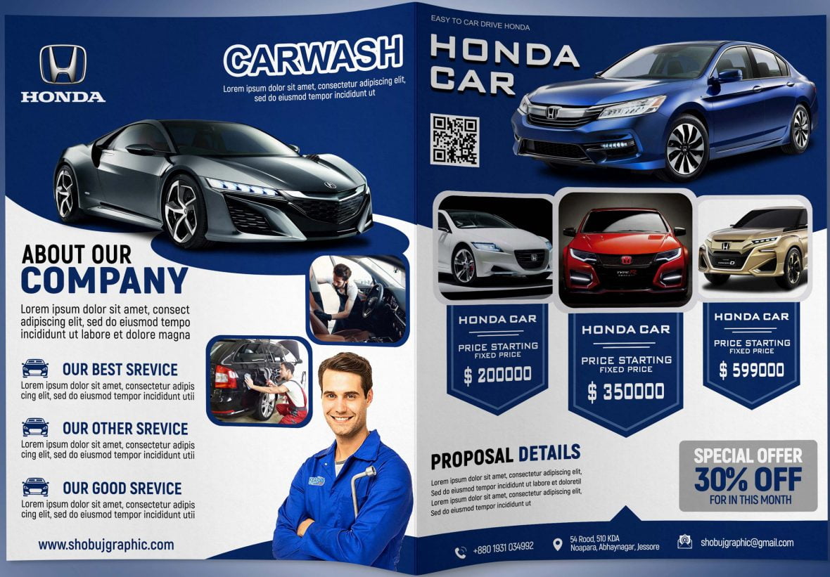 Car Company Professional Bi Fold Brochure Design