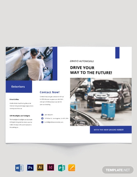 car detailing bi fold brochure template