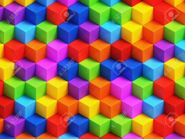 Colorful 3D geometric boxes background