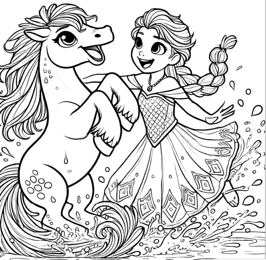 Coloring page Frozen Elsa playing