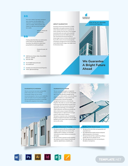 commercial property management tri fold brochure template
